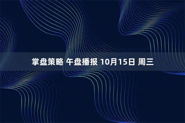 掌盘策略 午盘播报 10月15日 周三